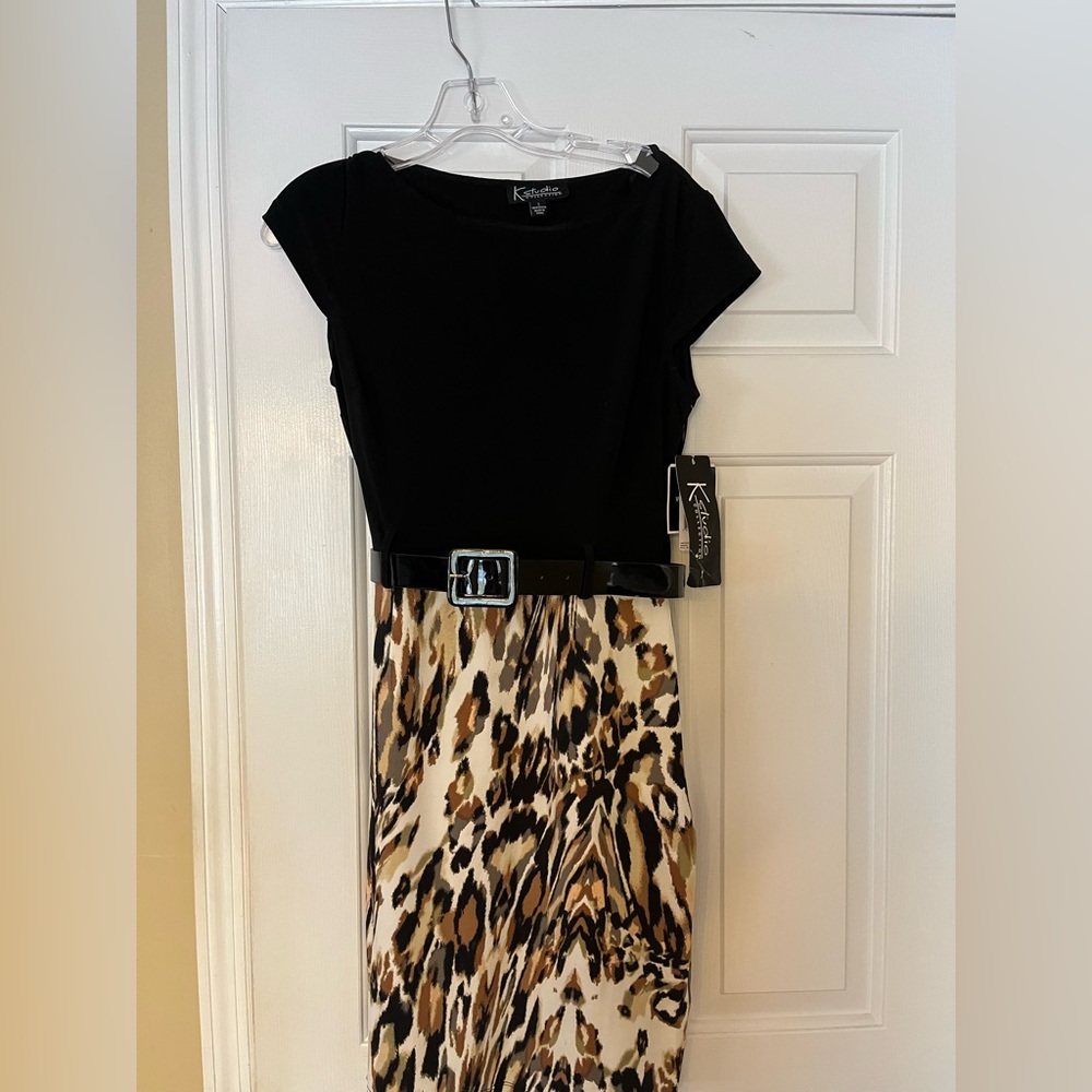 KStudio Black and Tan Midi Dress